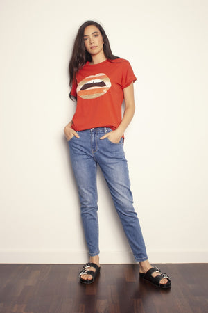 The Others - The Relaxed Tee - Samba with Stripe Lips | milk + ginger