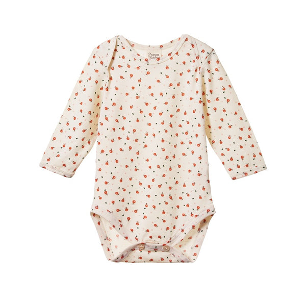 Nature Baby - Long Sleeve Merino Bodysuit - Posey Blossom