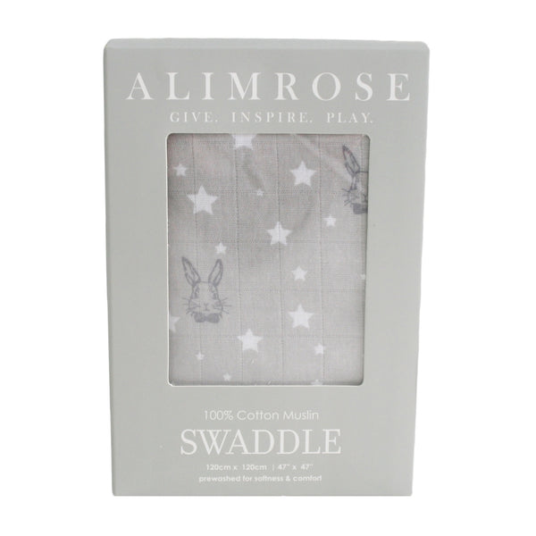 Alimrose - Muslin Swaddle Bunny Star Grey