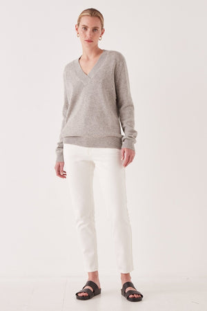 Assembly Label - Oversized V Neck - Grey Marle | milk + ginger