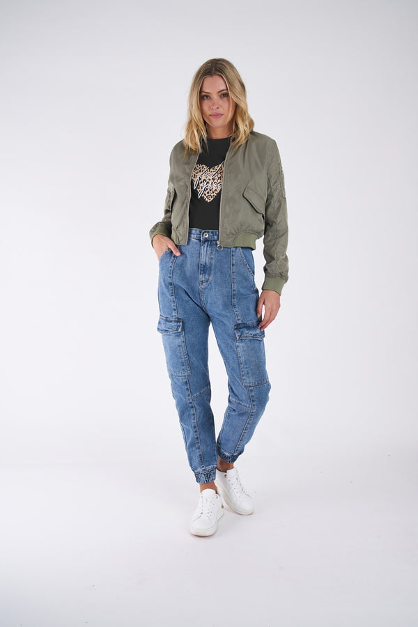 Sass - Zoe Bomber Jacket - Khaki | milk + ginger