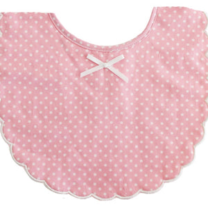 Alimrose - Scallop Bib - Pink with Ivory Spot | milk + ginger
