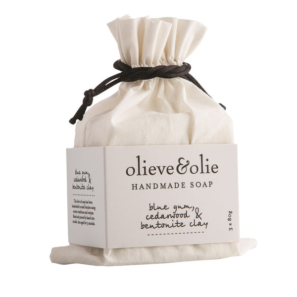 Olieve & Olie - 3 Pack Soap - Blue Gum, Cedarwood & Bentonite Clay