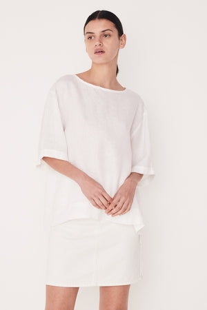Assembly Label - Boxy Linen Top - White | milk + ginger