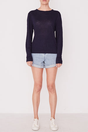 Assembly Label - Mara Linen Long Sleeve Tee - Indigo | milk + ginger