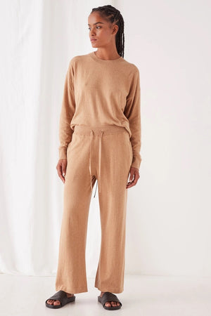 Assembly Label - Cotton Cashmere Wide Leg Pant - Taupe- | milk + ginger