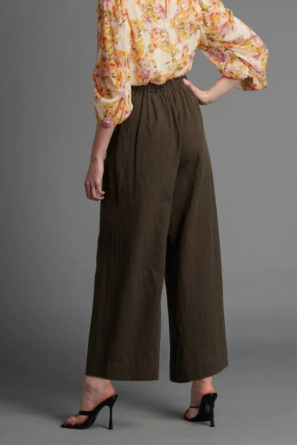 Fate + Becker - Last Dance Solid Wide Leg High Waisted Pant - Khaki