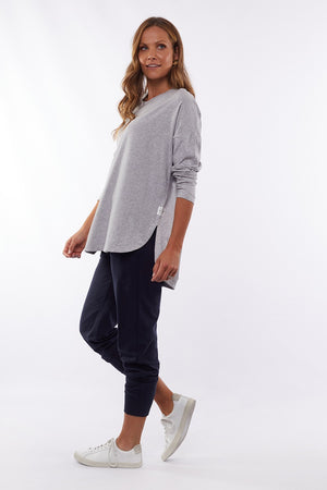 Elm - Society  Long Sleeve Tee - Grey Marle | milk + ginger