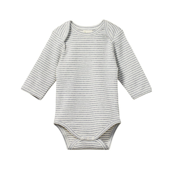 Nature Baby - LS Body Suit - Grey Marle Stripe
