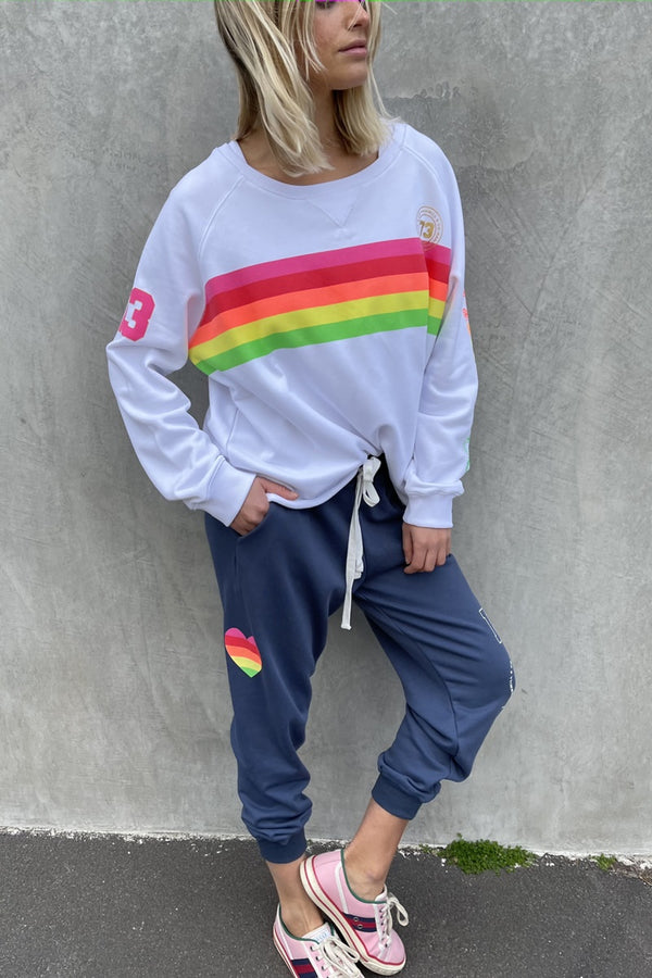 Hammill & Co - Sporty Rainbow Sweat - White | milk + ginger