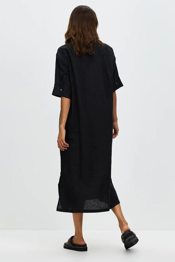 Assembly Label - Tori Linen Sleeve Shirt Dress - Black