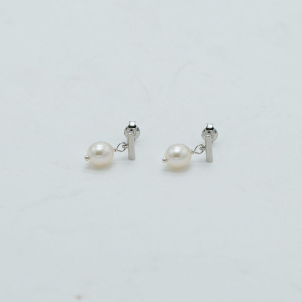 SOPHIE - Drop Pearl Stud - Silver Small