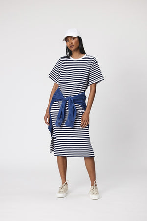 Marlow - Weekday Midi Dress - Navy Stripe