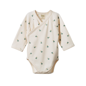 Nature Baby - Long Sleeve Kimono Bodysuit - Petite Pear Print