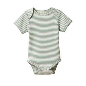 Nature Baby - Short Sleeve Bodysuit - Lagoon Stripe | milk + ginger