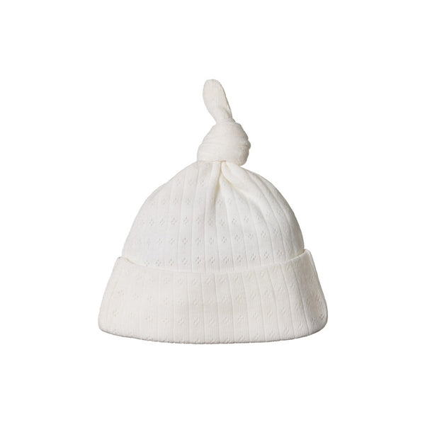 Nature Baby - Cotton Knotted Beanie Pointelle - Natural