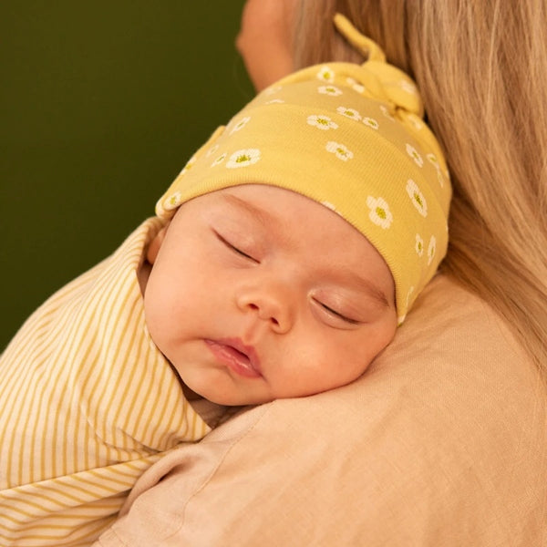 Nature Baby - Cotton Knotted Beanie - Strawberry Flower Print