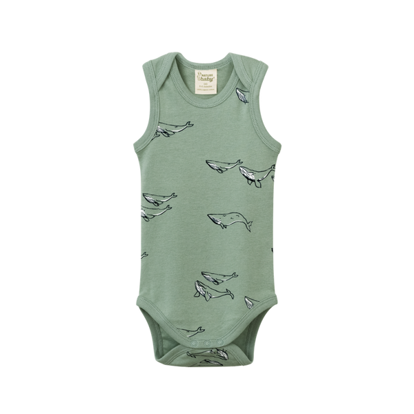 Nature Baby - Cotton Singlet Bodysuit - Humpback Whale | milk + ginger