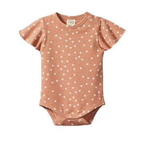 Nature Baby - Petal Sleeve Bodysuit - Flora Cork Marl | milk + ginger