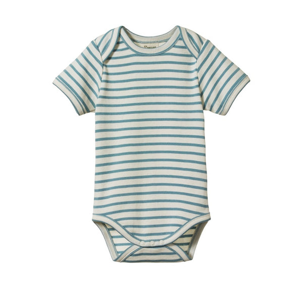 Nature Baby - Short Sleeve Body Suit - Mineral Sailor Stripe