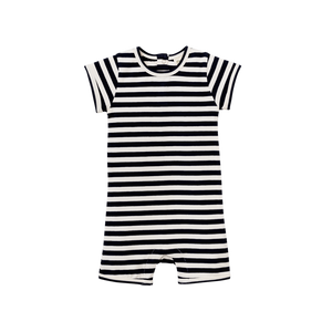 Nature Baby - Short Sleeve Quincy Romper - Navy Sea Stripe | milk + ginger