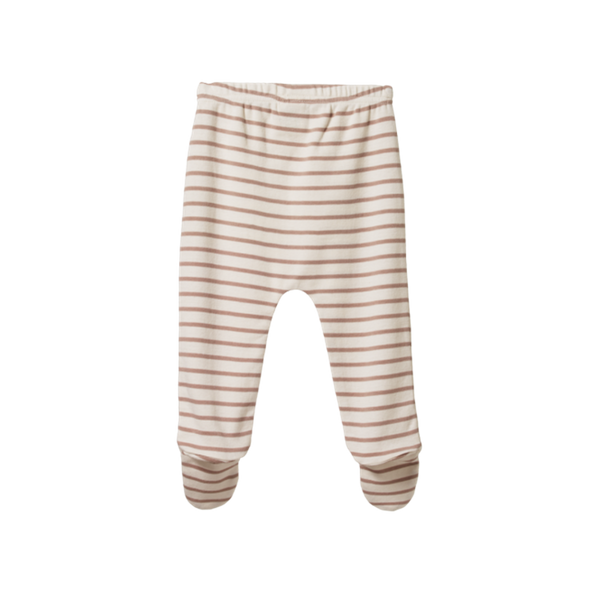 Nature Baby - Cotton Footed Rompers - Nougat Sailor Stripe