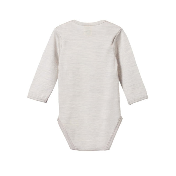 Nature Baby - Long Sleeve Merino Bodysuit - Light Grey Marl