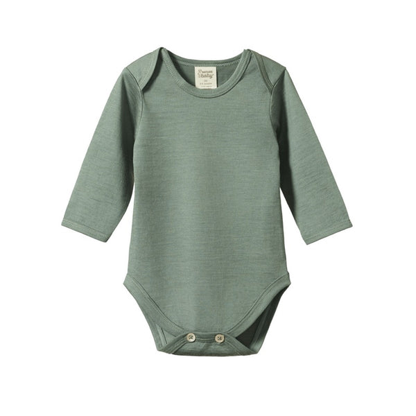 Nature Baby - Long Sleeve Merino Bodysuit - Nettle