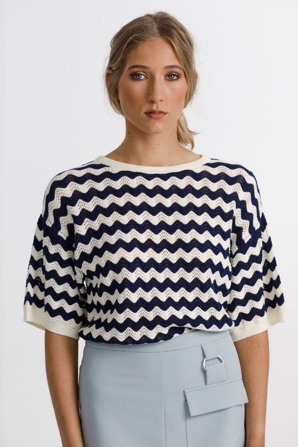 Thing Thing - Squiggle Tee - Navy/Cream | milk + ginger