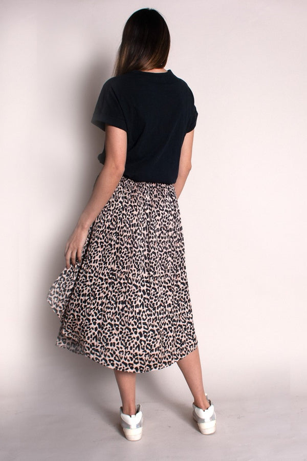 The Others - Pleated Elastic Waist Skirt - Leopard