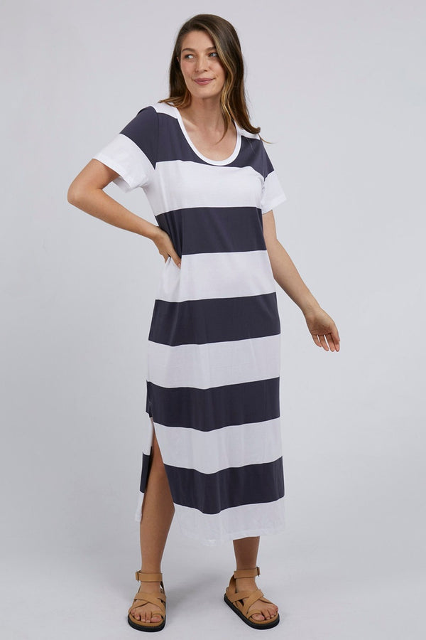 Foxwood - Cassy Stripe Dress - Coal & White stripe